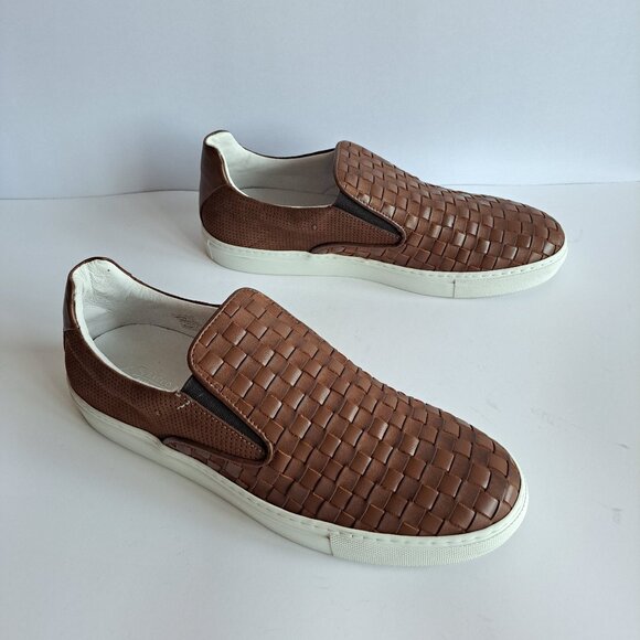 NEW Bacco Bucci Woven Brown Leather Slip-on Shoes Size 11 main image 11